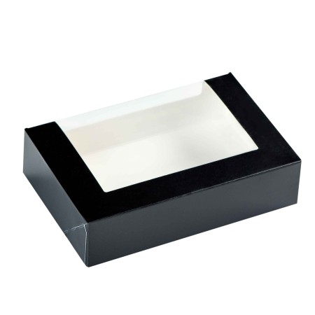 Χάρτινο Κουτί Φαγητού Sushi Box Μαύρο Με Παράθυρο - Medium